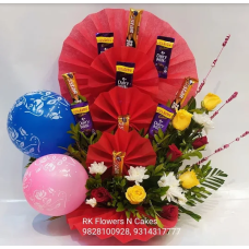 Mix Chocolate & Flowers Basket