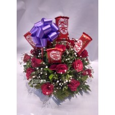 Red Rose With Chocolate Basket