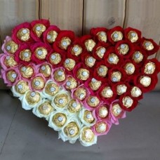 Mix Roses With Ferrero Rocher Hear Shape Arrangement