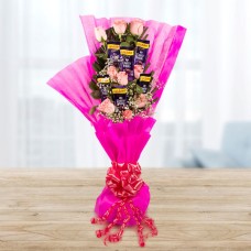 Pink Roses With Dairy Milk Chocolate