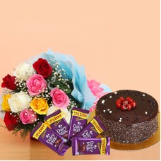 Mix Roses and Cake With Chocolate