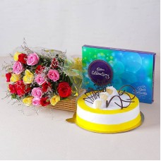 Mix Roses & Cake With Celebration