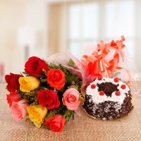 Mix Roses Bunch & Cake
