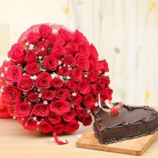 50 Roses Bunch & Cake