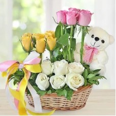 Mix Rose Arrangement & Teddy