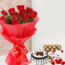 Flowers + Teddy & Cake With Rocher