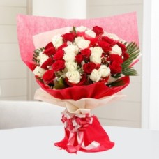 Red & White Roses Bunch