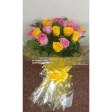 Pink & Yellow Roses Bunch