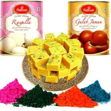 Sweet Hamper With Holi Gulal