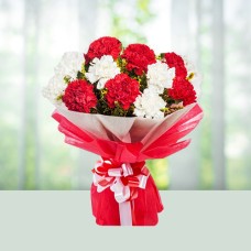 Red & White Carnations Bunch