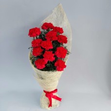 Carnation Bunch In Jute Peaking