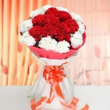 Red & White Carnations Bunch