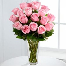 Pink Roses In Vase