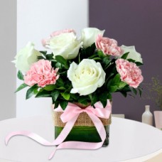 Roses & Carnation In Vase