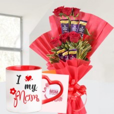 Chocolate Red Roses Bunch & Customized Mug