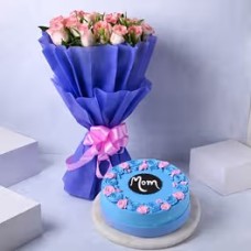 Pink Rose Bunch & Mom Cake