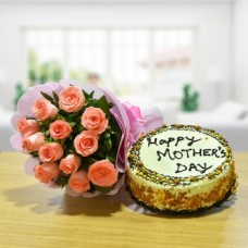 Pink Roses With Butterscotch Cake