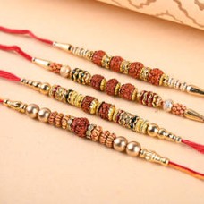 Set Of 4 Rudraksh Rakhi 