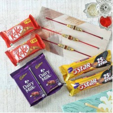 Set Of 3 Rudrakash Rakhi With Chocolate 