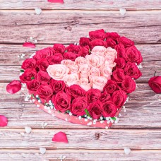 Heart Shaped Pink And Red Roses