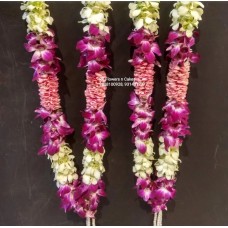 White + Purple Orchid & Pink Rose Petals Mala