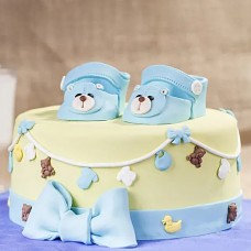 Blue Baby Shoes Truffle Cake