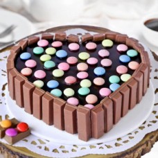 Heart Shape Kitkat Gems Cake