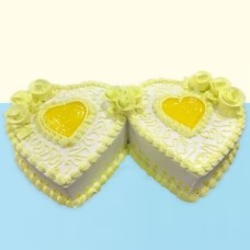 Special  Pineapple Double Heart Shape Cake