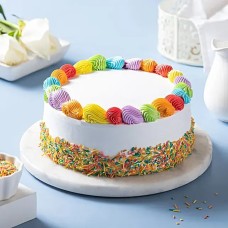 Rainbow Vanilla Cream Cake