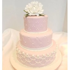 3 Tier Wedding  Cake Decorated With White Pearl