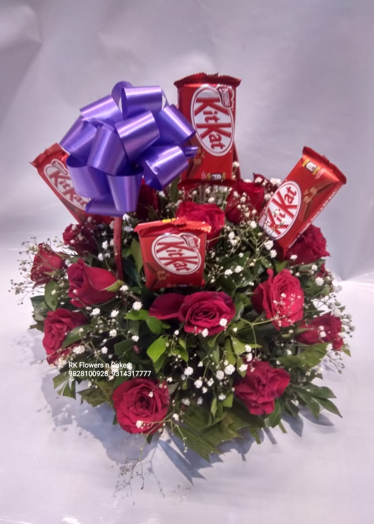 Red Rose With Chocolate Basket