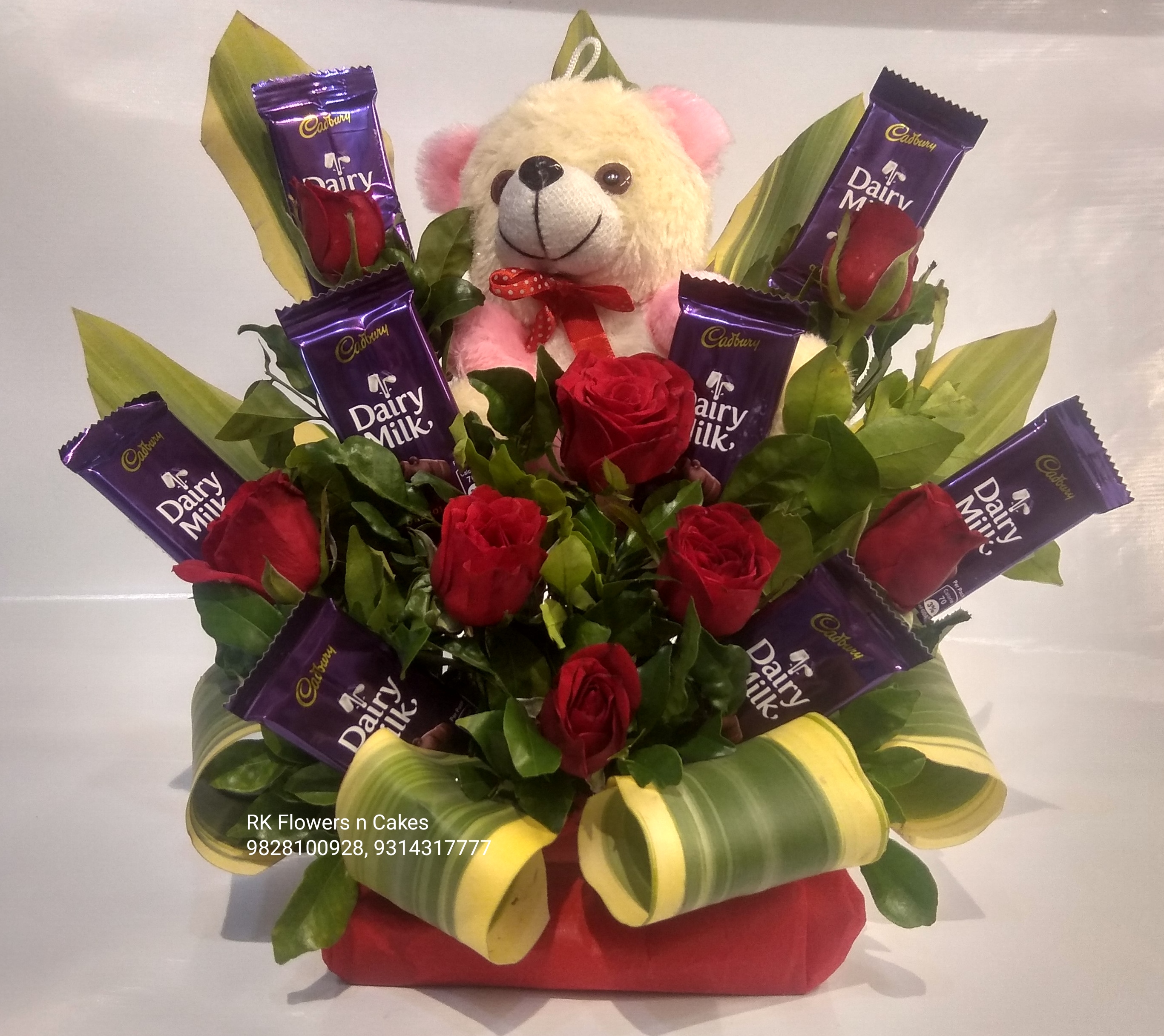 Roses & Chocolate With Teddy Arrangement 