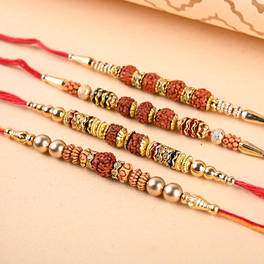 Set Of 4 Rudraksh Rakhi 