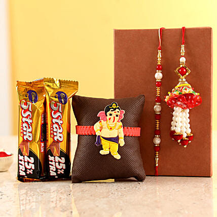 Family Rakhi Set With 5 Star Chocolate